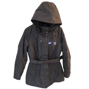 The North Face NFL Super Bowl XLVIII Jacket Women Small Herringbone Belted Parka